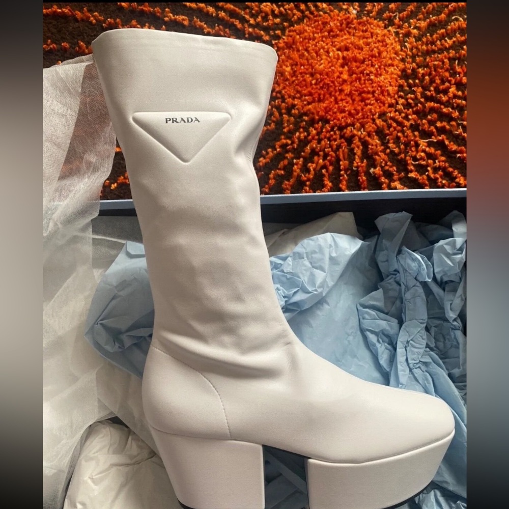 Size 7 US White PRADA boots, Brand new , never worn, original box and tags